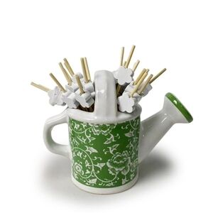 MINIGreen and White Watering Can with Sticks